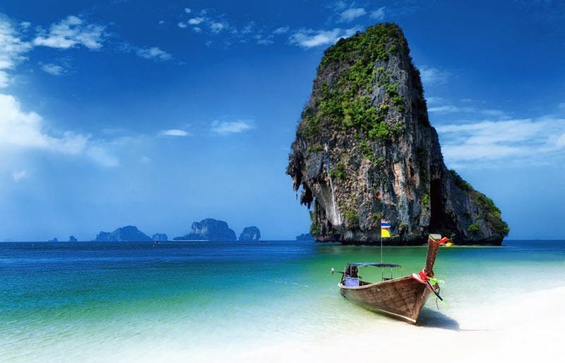Thailand valuta bath longtail båt vacker strand